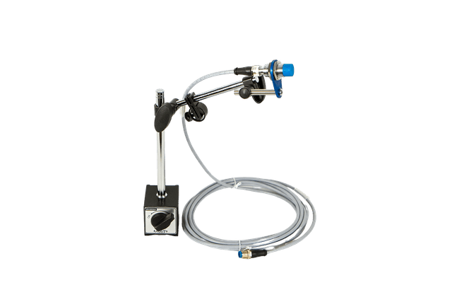 Inductive sensor mounted on magnetic stand for kiln measurement